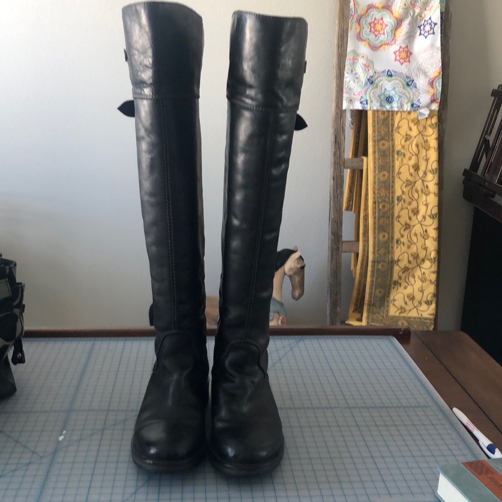 Harley Davidson over knee leather boots back zip!